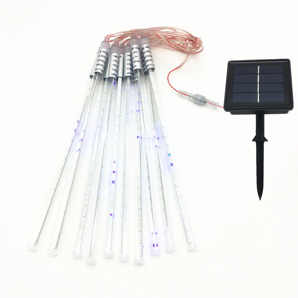 Solar Meteor Shower Rain Lights 10tube 360 Leds Outdoor Christmas