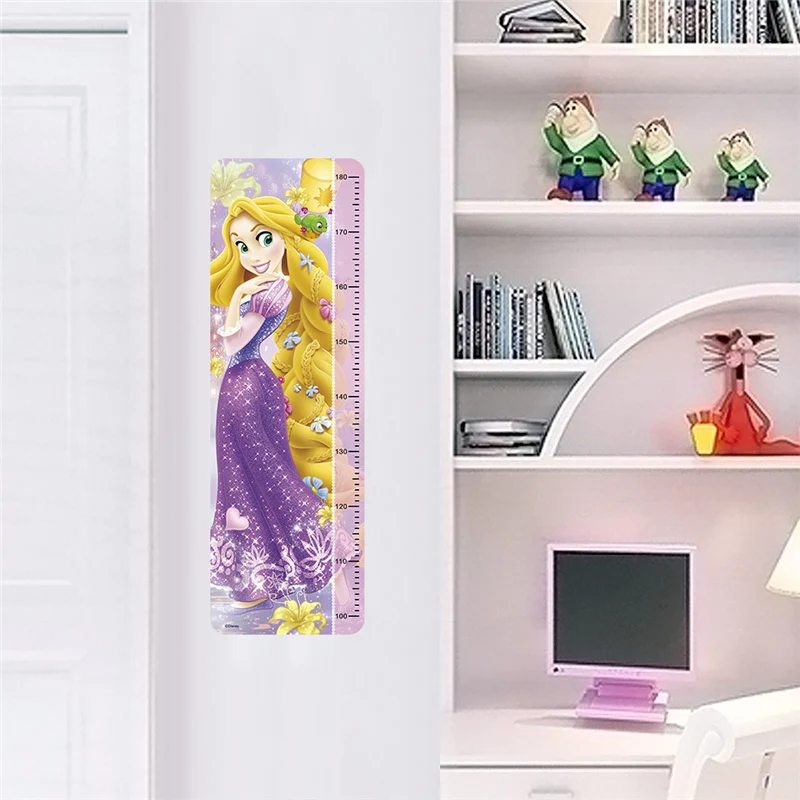 Snow White Anna Elsa Mermaid Rapunzel Cinderalle Belle Princess Growth Chart Wall Stickers Home Decor Kids Height Measure Decals