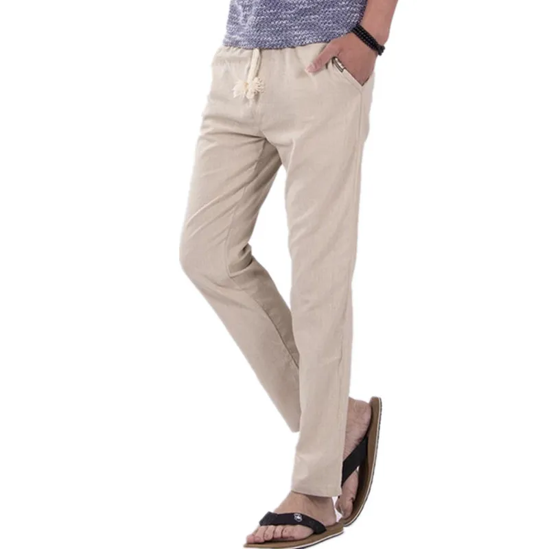

New Men's Casual Pants Fashion Linen Straight Casual Loose Trousers / Male Clothing Comfort Linen Pants Large Size M-3XL