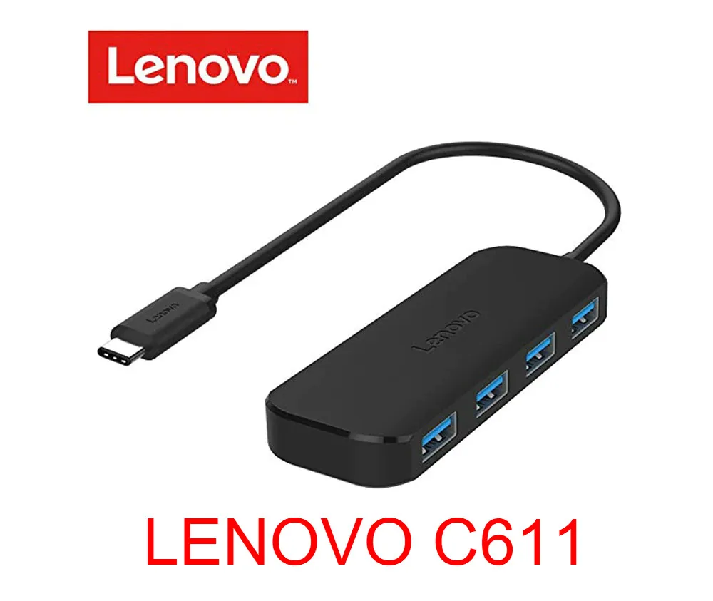 lenovo C611 тип-c до 4 USB 3,0 концентратор данных-черный C611 тип-c сплиттер компьютерный конвертер USB-C концентратор 4-портовый 3.0HUB