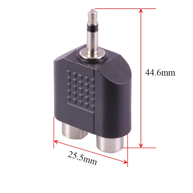 3.5mm Mono Plug Male To 2 RCA Jack Female Splitter Adapter