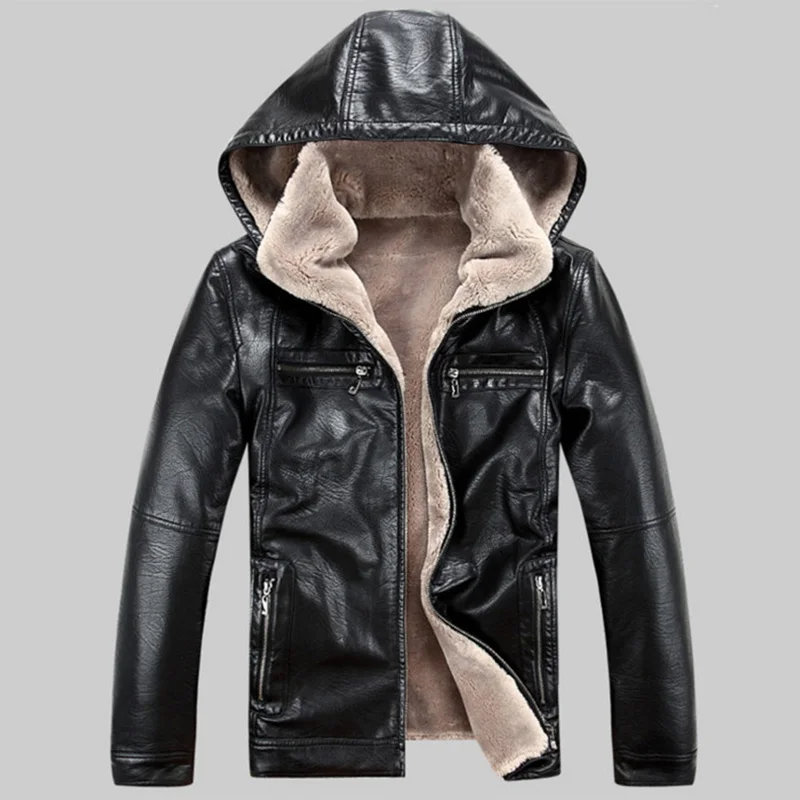 

2019 Newest Fashion Leather Jacket Men Winter Thicken Leather Jackets Coats Windproof Jacket Male Jaqueta Couro Masculina 5XL