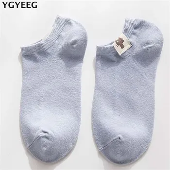 

YGYEEG Women Socks Cute Candy Thin Invisible 100% Cotton Socks High Boat Casual Socks Solid Color Breathable Ship Short Sock