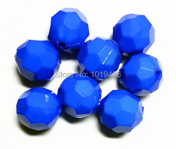 

Royal blue color 20MM Acrylic Faceted Beads 100pcs/lot solid Round Bicone Hexagon Beads for Chunky Necklace!!