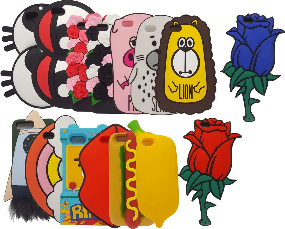 

Cute Silicone Case for iPhone 6 6S 6Plus 6S Plus 4.7/5.5 " Cartoon Rose Flower Rainbow cloud Pig Rubber Cover Protective shell