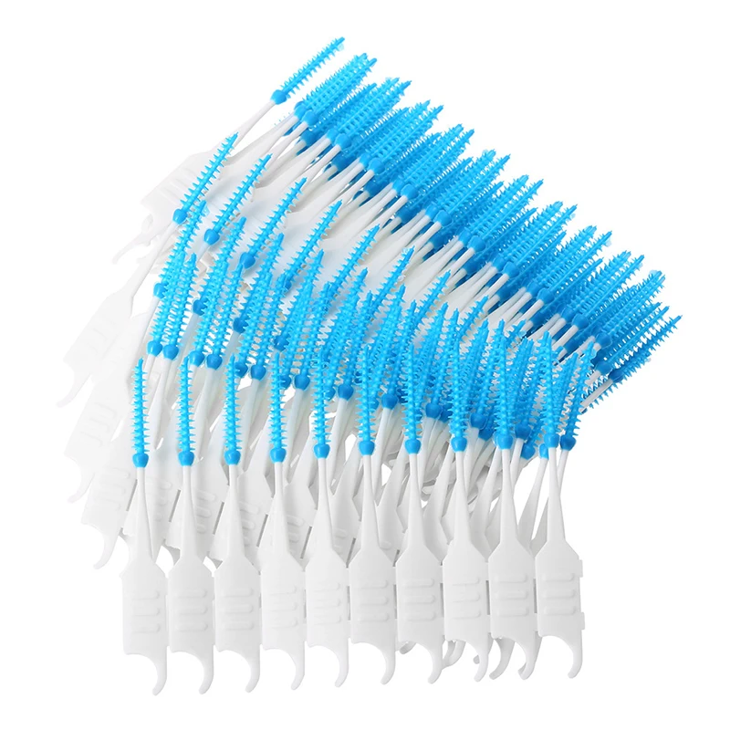 

40PCS Tooth Flossing Head Soft Plastic Interdental Brush Oral Hygiene Dental Toothpick Tooth Pick Brush Teeth Cleaning