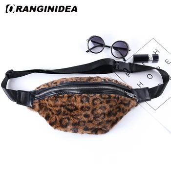 

2018 Faux Fur Women Waist Bag Lady Leopard Chest Bag Women's Adjustable Chest Bag female Fashion Banana Belt Bag Belly Waistband