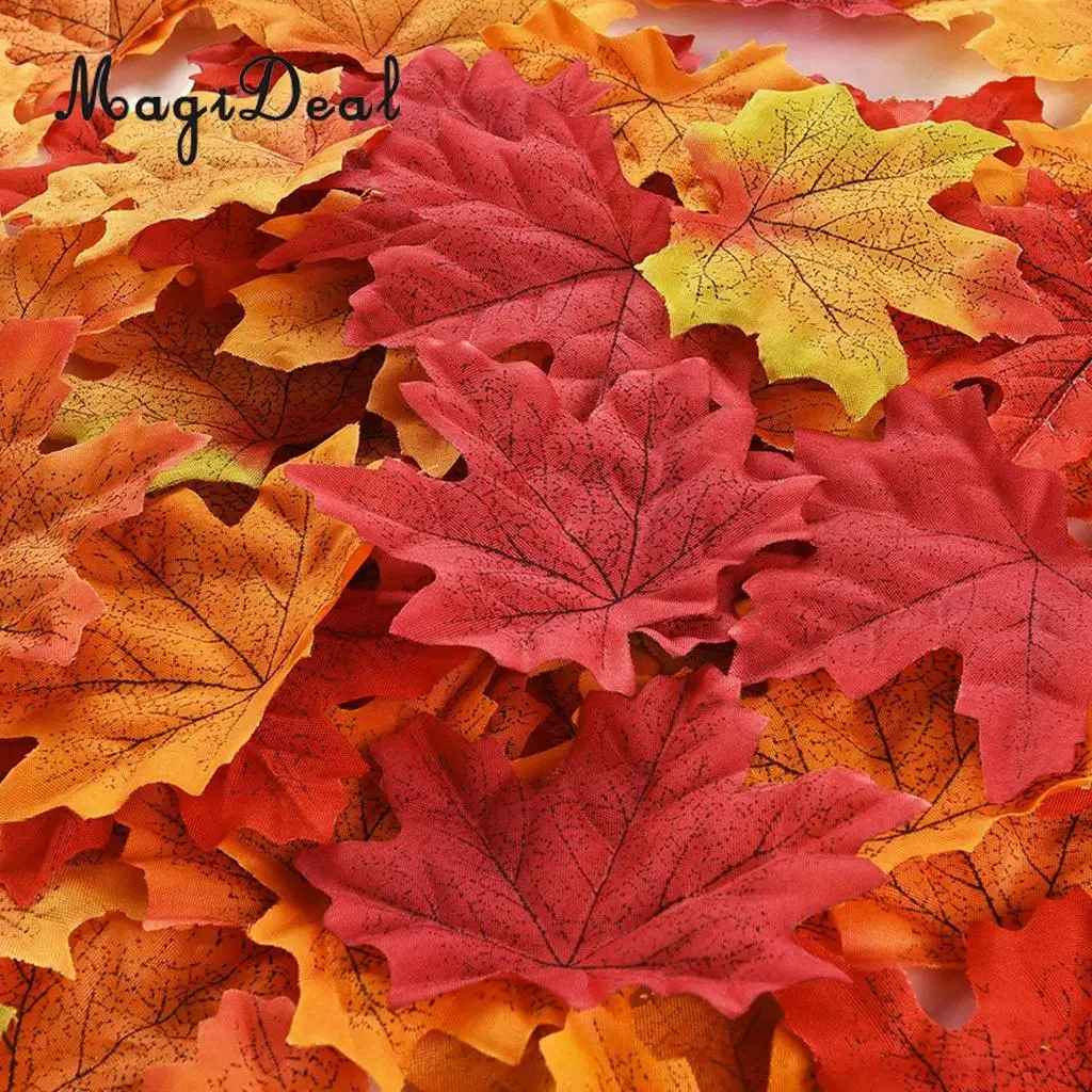 200pcs Artificial Maple Leaves Autumn Fall Leaf Wedding Thanksgiving Decor 