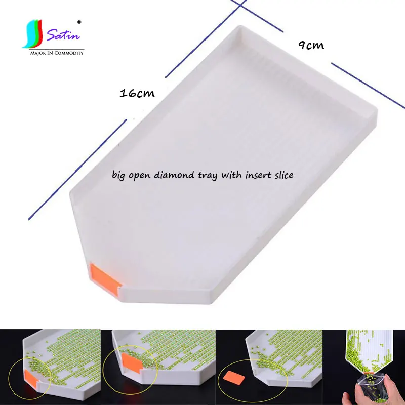 

Large White Open Diamond Tray with Baffle,Convenient Arrange Plate DIY Diamond Painting Cross Stitch Tool S0865L