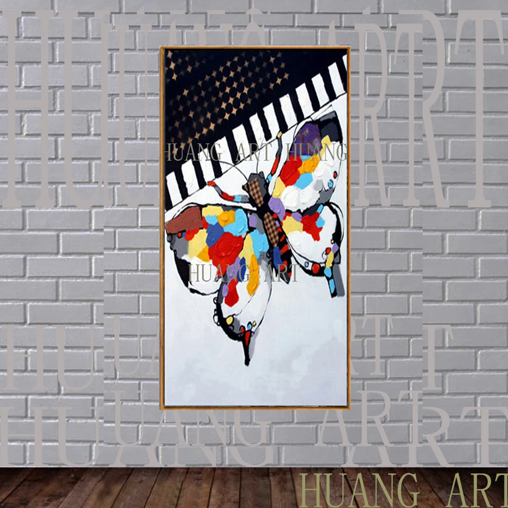 

Modern knife painting insect animal literary butterfly in the hall decorated with piano and idyllic flying butterflies