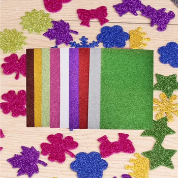 

10PCs 27.5*20cm Flash Powder Cardboard Paper Glitter Crafts Paper Diy Sticker Scrapbooking Sticky Stationery School Supplies