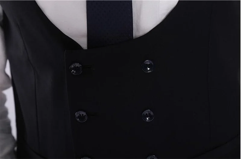 2019 новые NavyMen костюм остроконечный воротник Однобортный Slim Fit Комплект из 3 предметов куртка + брюки + жилет для свадьбы жениха парадный