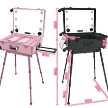 Студийный мультимедийный чехол для макияжа на колесиках с подсветкой и зеркалом