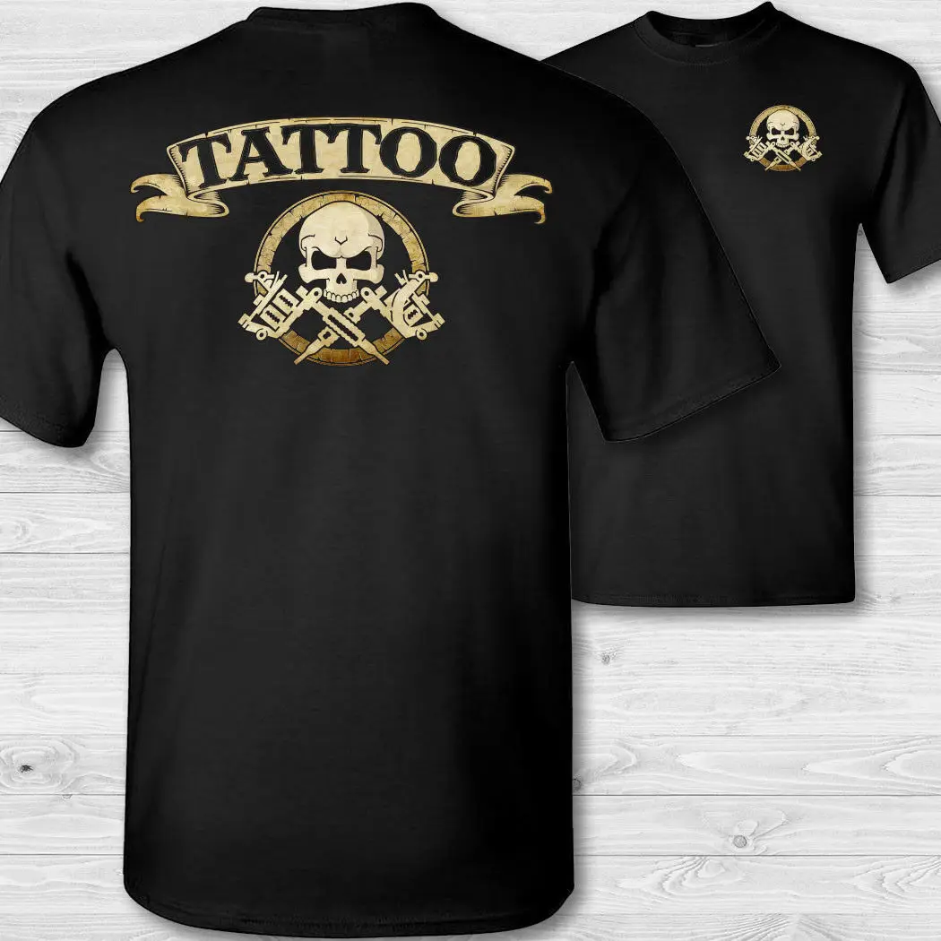 

2019 Funny Tattoo Artist Crossbones T-Shirt Tattooing Skull Tee Shirt Tattooer Artist Badge Double Side Unisex Tee