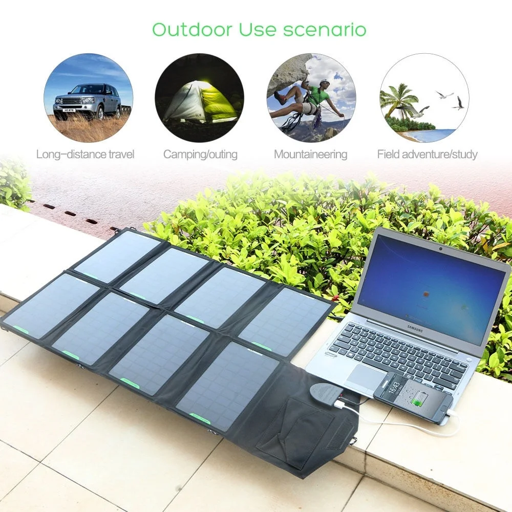 28W Portable Solar Panel Charger Backup For Laptops Phone Tablet PC on
