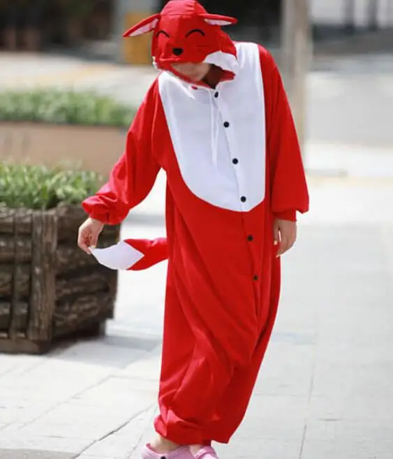Новинка для взрослых животных красная лиса Косплей пижамы Onesie костюм |