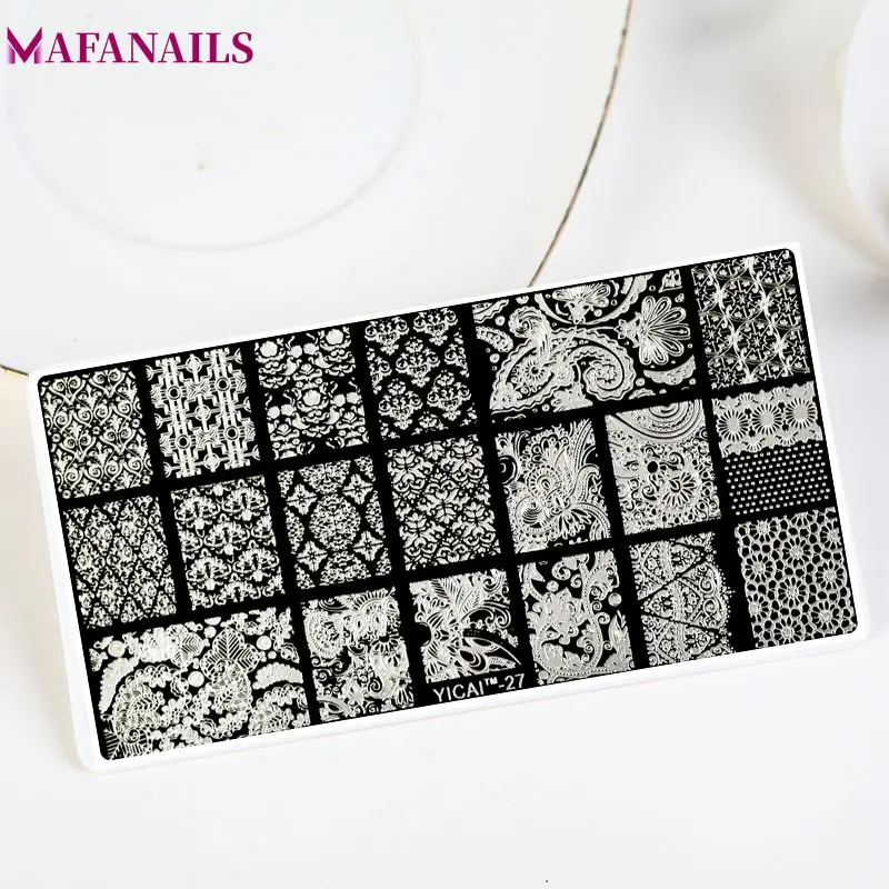 

MAFANAILS 1Pcs Lace Rose Flower Image Nail Plates + Thick Back Board Quality Nail Art Stamping Nail Stamp Plate Nail Art Tools