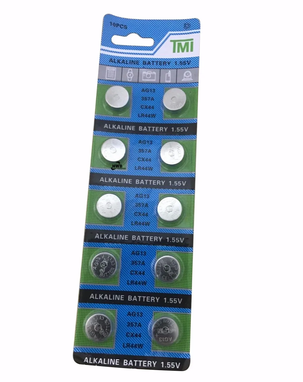 

10pcs/card AG13 For Watch Toys Remote LR44 A76 SR1154 LR1154 Cell Coin Alkaline Battery 1.55V G13 LR44 357 Button Batteries