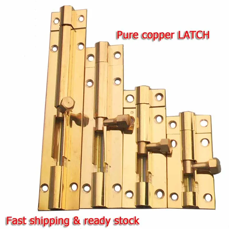 

2pcs Furniture Door Bolts 1.5/2/3/4 Inch Pure copper Locks Sliding Door Chain Latch For Gate Security Hardware