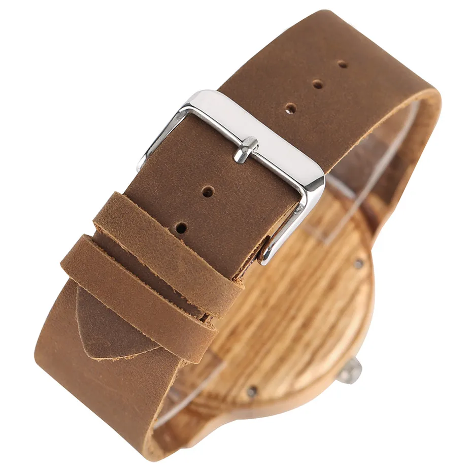 YISUYA Creative Nature Broken Leaf Wood Watch Men Analog Quartz Leather Strap Fashion Novel Bamboo Wrist Watch Women Modern Cool Clock  Irregular (6)