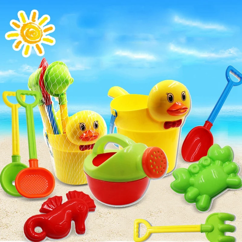 Finest  Baby Beach Toys Bath Play Set With Ducks Bucket Sand Tool Model Water Game Sand Playing For Kids