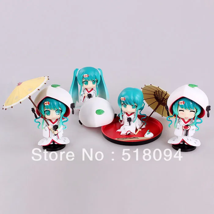 

Free Shipping 4pcs Cute Vocaloid Miku 2013 Snow in Kimono Boxed PVC Action Figure Model Collection (4pcs per set)