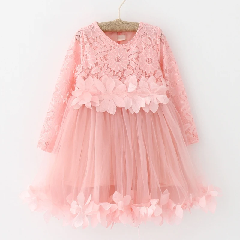 Girls Dress 2019 New Lace Tulle Cake Girls Summer Dress Lace Long-Sleeve Gown Princess Dress Kids Dresses For Girls