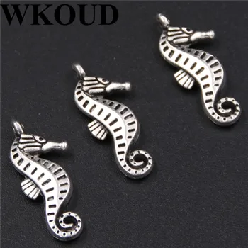 

WKOUD 15pcs Silver color Sea Horse sea creature Charm Pendant DIY Metal Bracelet Necklace Jewelry Findings A233