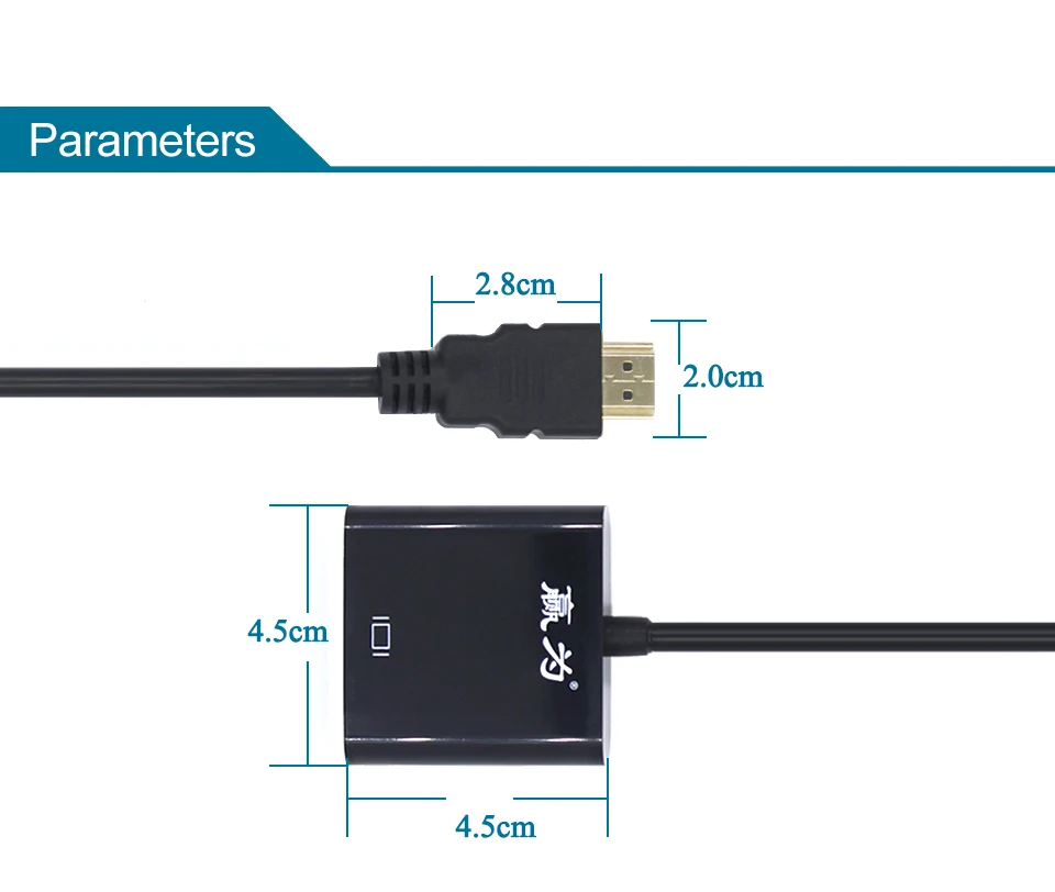 Male to Female 1.4 Version HDMI to VGA Converter HD Adapter Cable  (4)