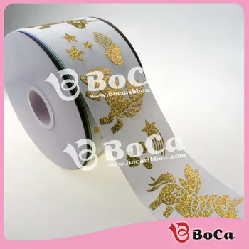 

Shipping free75mm (3 inch) wholesale gold unicorn holographic printed grosgrain ribbon with custom accept ,100yard