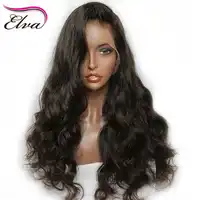 Elva 13x4 Glueless ลูกไม้ด้านหน้าด้านหน้ามนุษย์ Wigs สำหรับผู้หญิงสีดำบราซิล Remy ผม Pre Plucked ผมเด็ก pre plucked Hairline