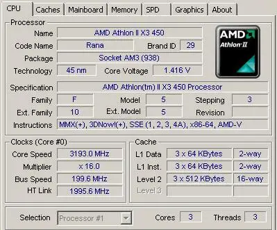 AMD Athlon II X3 450 3,2 ГГц трехъядерный процессор ADX450WFK32GM Socket AM3 938pin