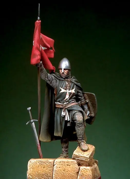 resin assembly Kits 1 32 54mm St John Order Knight with flag first half XIII 54mm