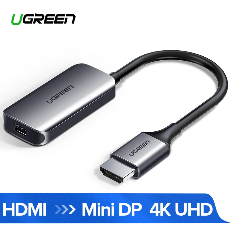 Ugreen HDMI к Mini DisplayPort конвертер Кабель-адаптер 4K для Apple iMac samsung ASUS монитор Xbox One HDMI к Mini DP адаптер - Цвет: Черный