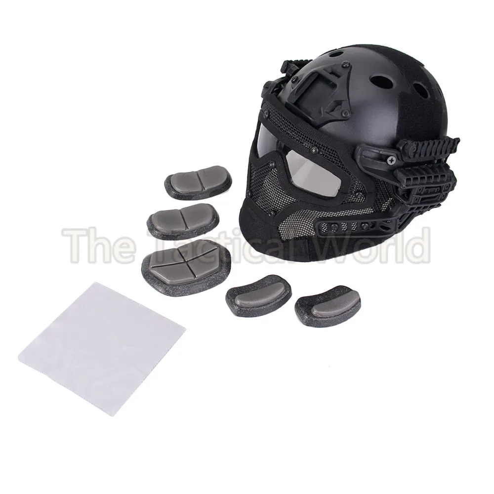 

Outdoor PJ Helmet with Detachable G4 System Overall Protection Face Mask Multi-function Tactical Airsoft Helmets w/ Goggles Gear