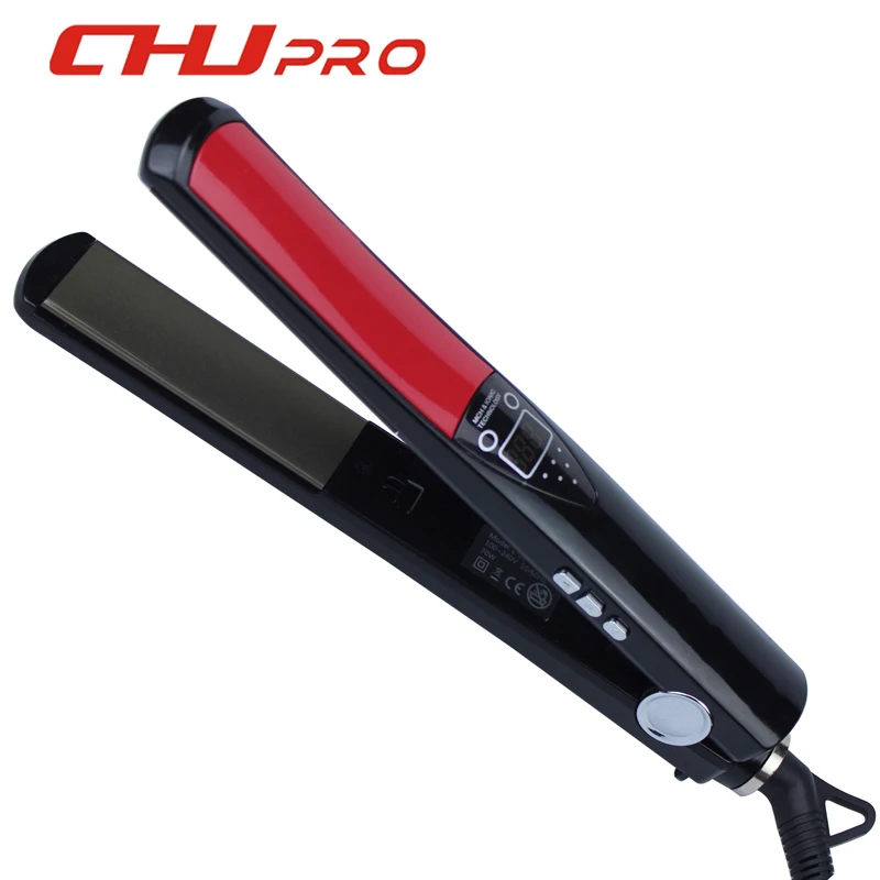 

CHJ Titanium Plates Flat Iron LCD Display Hair Straightening Iron Fast Hair Straightener Straight Professional Styling Tools