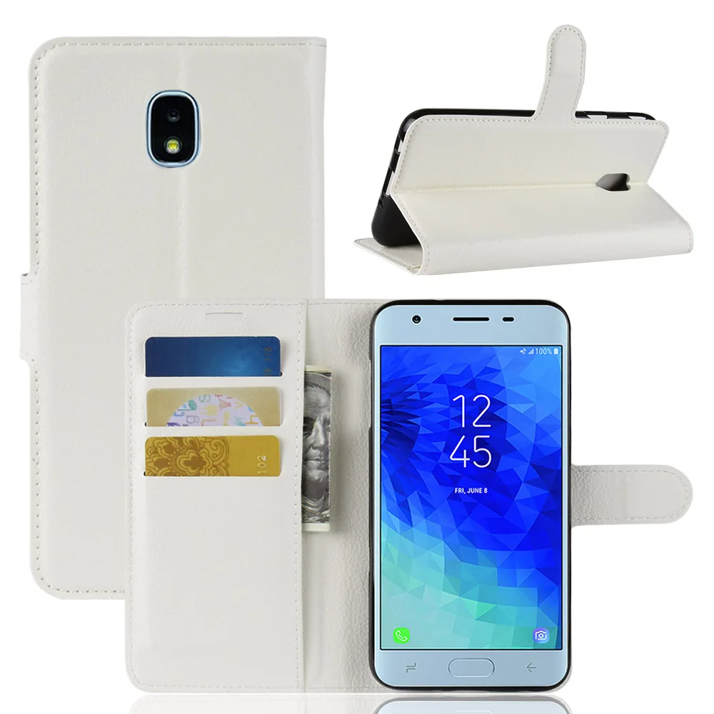

Baiscxst Luxury Leather Flip Case For Samsung J3 2018 Stand Book Wallet Case For Samsung J3 2018 Cover Coque On Phone Bags