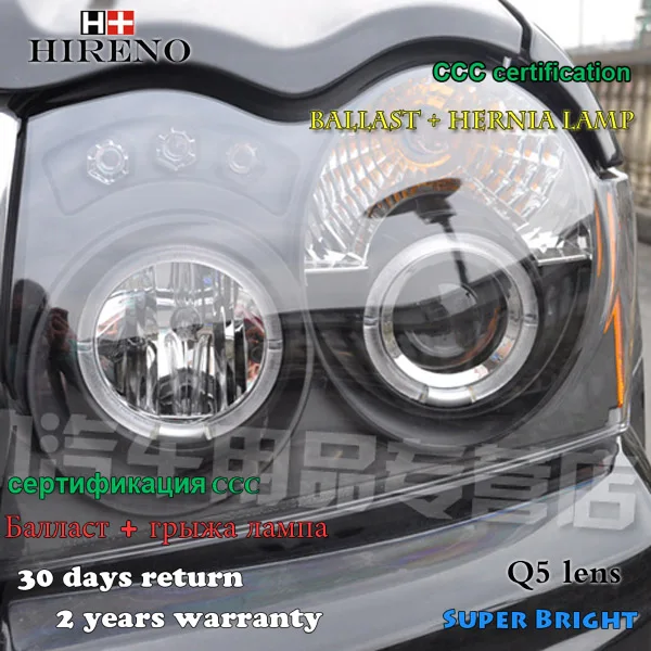 Hireno налобный фонарь для Jeep Grand Cherokee 2005-2008 сборка светодиодных фар DRL Angel Lens двойной