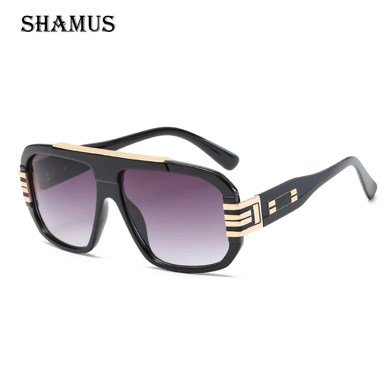 SHAMUS Wide Temple Sunglasses Men 2018 Luxury Brand Designer Sunglass