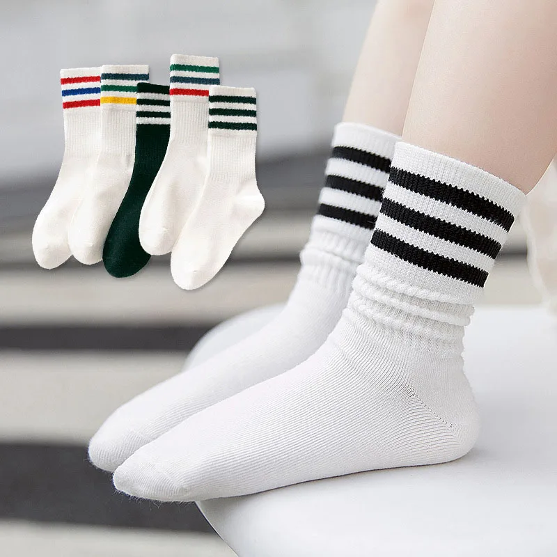 5 пар/лот детские носки из хлопка в полоску белые спортивные носки для малышей Running Гетры Детские Зимние гетры высокие носки оптом