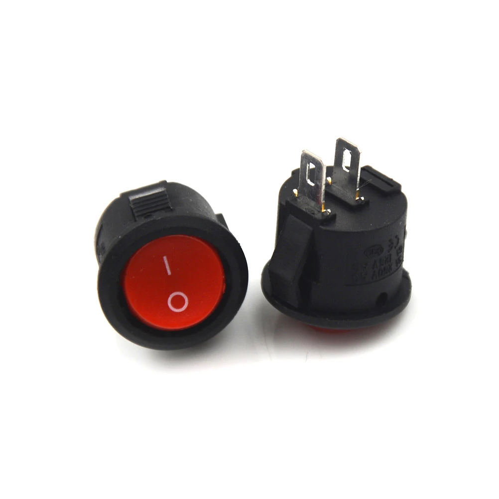 

New 10Pcs 16mm Diameter Small Round Boat Rocker Switches Black Mini Round Red 2 Pin ON-OFF Rocker Switch Rating Voltage/Current
