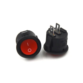 

New 10Pcs 16mm Diameter Small Round Boat Rocker Switches Black Mini Round Red 2 Pin ON-OFF Rocker Switch Rating Voltage/Current