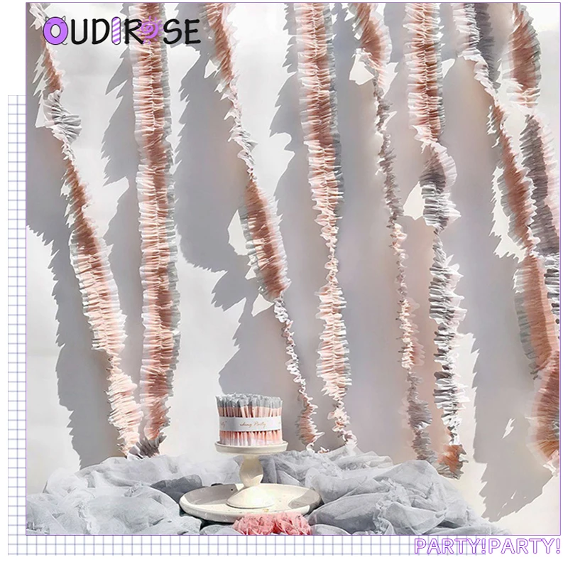 OUDIROSE 7 см* 3 м плиссированные бумажные венки с кисточками вечерние гирлянды DIY занавес баннер фон свадьба день рождения для ванной украшения