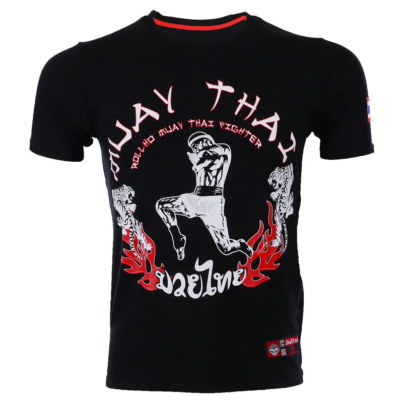 Kopen Mannen Challenger Boksen Korte Jerseys Mouwen Kick MMA Kicking Muay Thai Ademend Kick Karate Sport korte T shirt