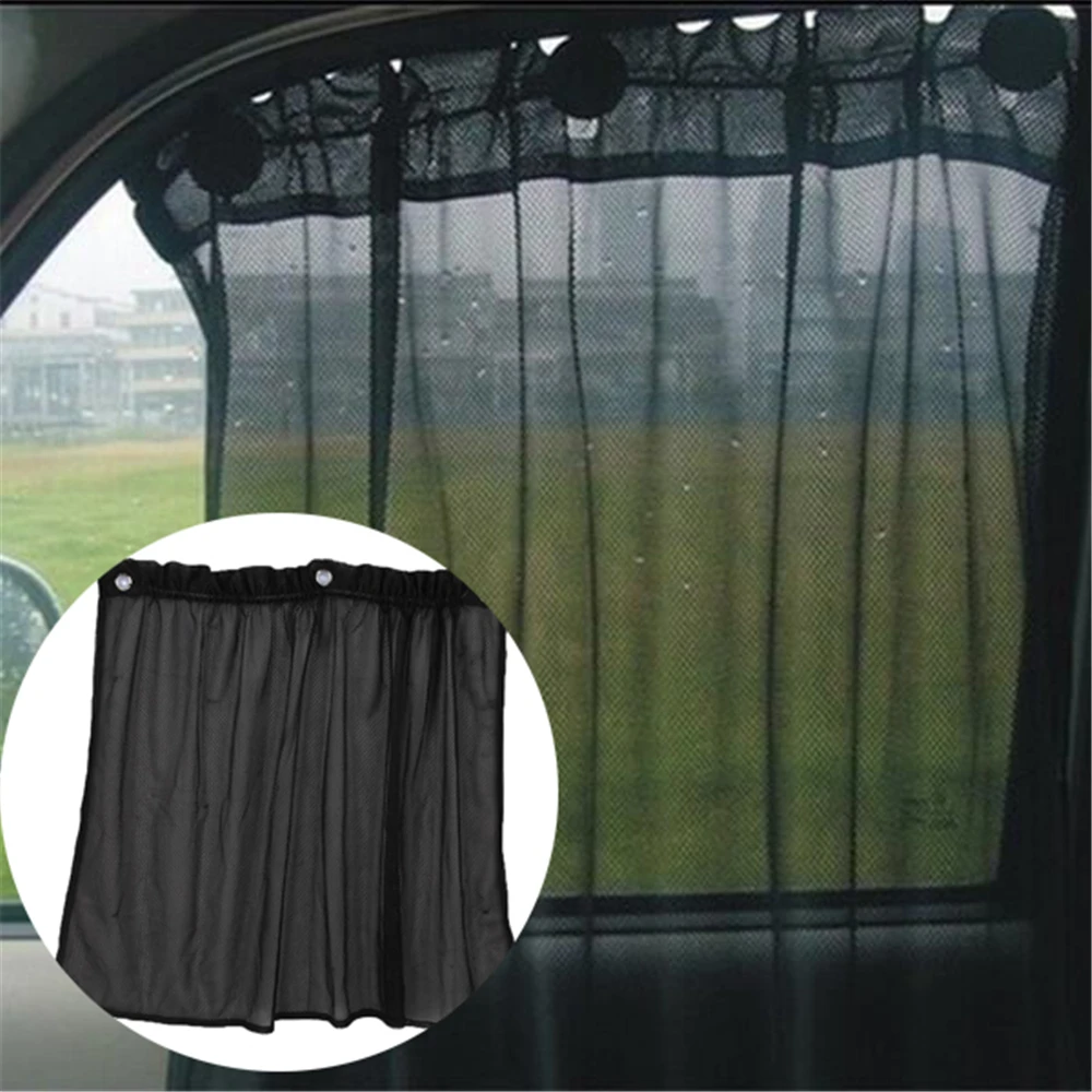 

VEHEMO 2PCS Car Curtain Side Window Sun Shade Windshield Sunshade Visor Black Net Curtain Protection Sheet Protect Privacy