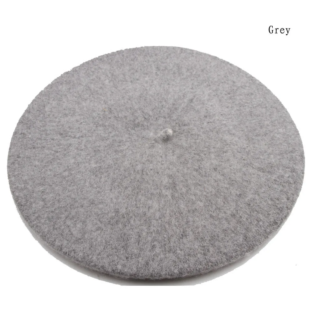 light gray Дешевая модная новинка, женский шерстяной Одноцветный берет, женская кепка s, зимняя универсальная теплая прогулочная Кепка, 20 цветов - Цвет: light gray