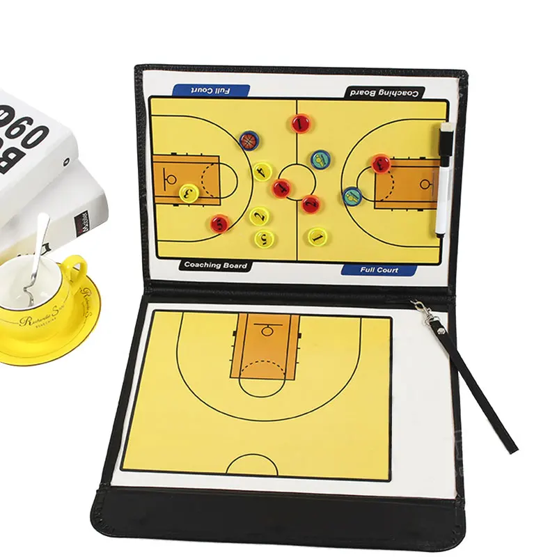 

Foldable Basketball Game Board PU Coach Basketball Tactical Board Portable Competition Game Training Teaching Magnet Clipboard