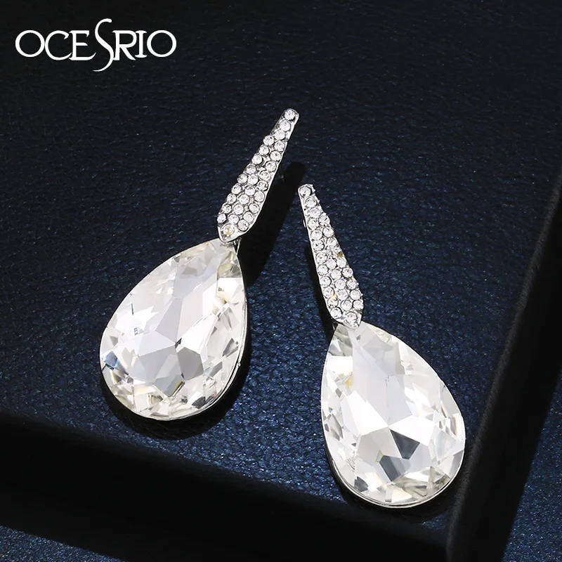 Серьги-слезки OCESRIO с белыми кристаллами для невесты ers-m52 | Украшения и аксессуары