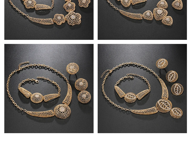 CWEEL Dubai Gold Color Jewelry Sets Women Vintage African Beads Jewelry Set Round Party Indian Bridal Costume Jewelry Set (5)