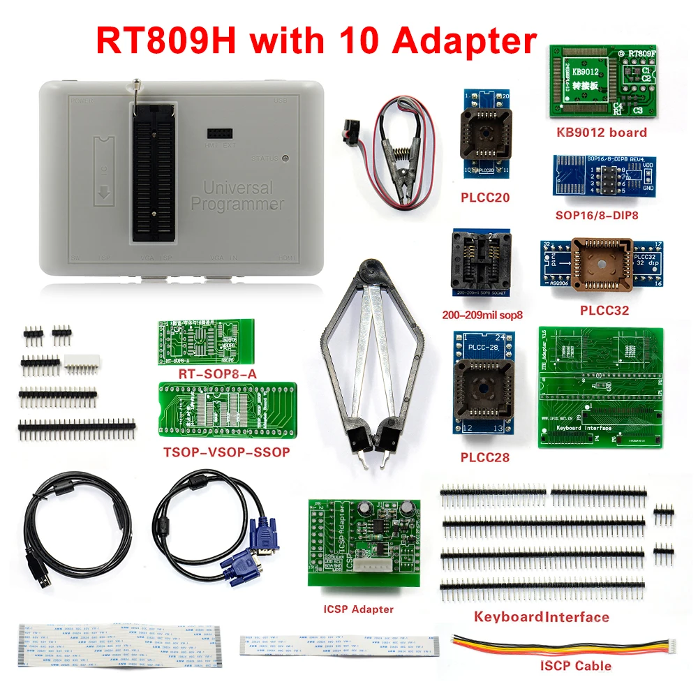 Новейший RT809H EMMC-программирование Nand Flash+ 10 IC Адаптеры с кабелями EMMC-Nand заводская цена